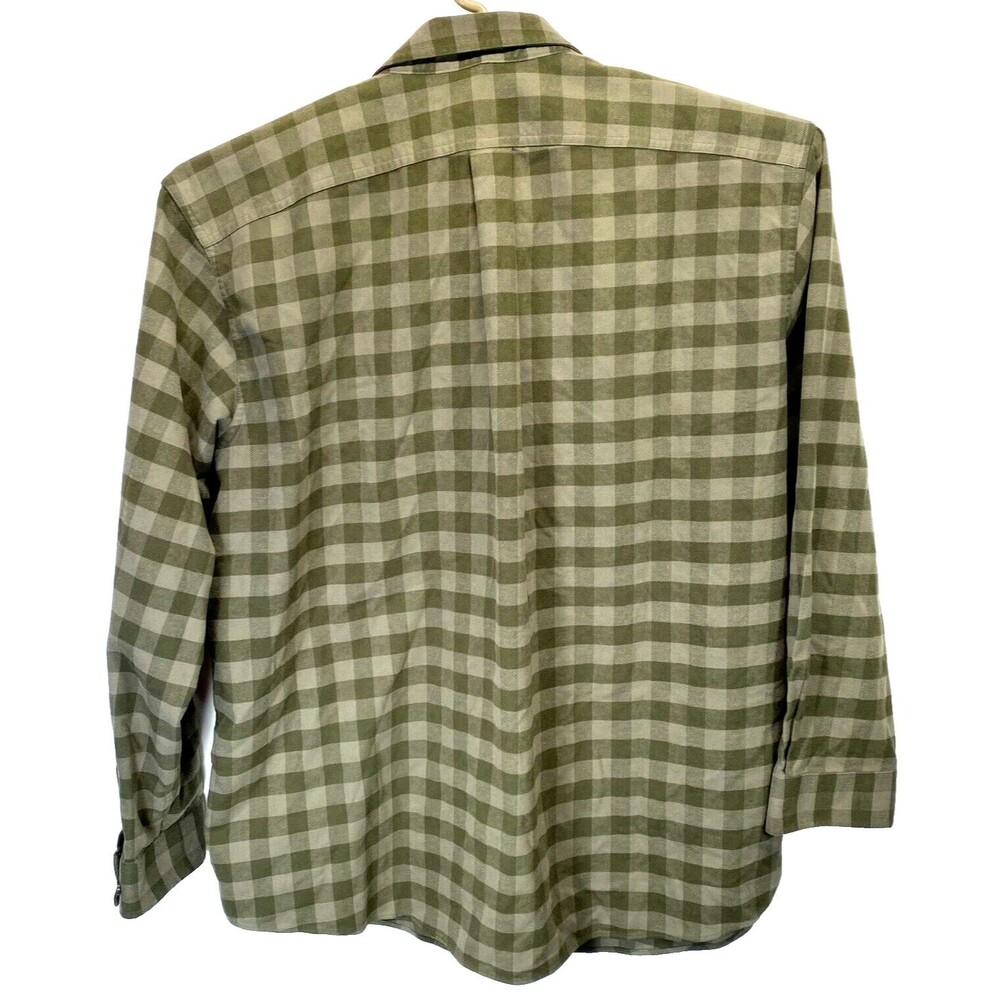 LL Bean Men's XXL Flannel Cotton Shirt Green Check Heavy Weave Button Up EUC - Picture 5 of 8